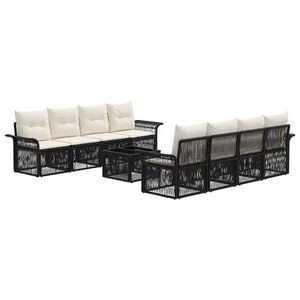 vidaXL Ensemble de canap&eacute; de jardin 9 pc Noir polyrotin