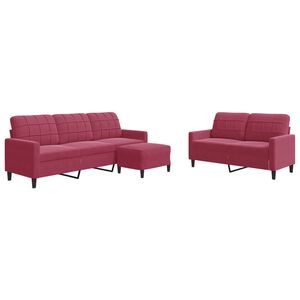 vidaXL Ensemble de canapés 3 pcs avec coussins Rouge bordeaux Velours