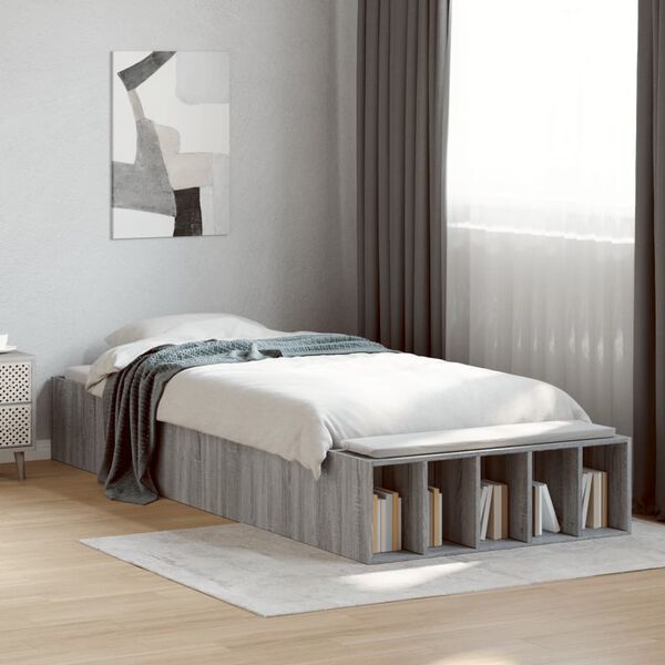 vidaXL Cadre de lit sans matelas sonoma gris 75x190 cm