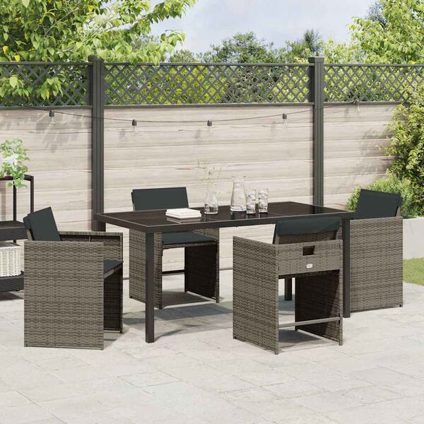 vidaXL Ensemble de salle &agrave; manger pour jardin 5 pcs Gris polyrotin