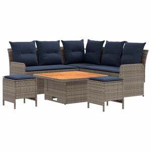 vidaXL Ensembles de meubles 6 pc Gris et bleu marine Rotin PE