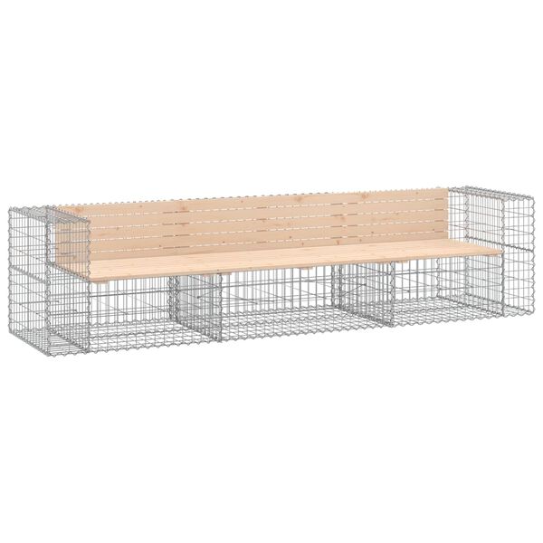 vidaXL Banc de jardin design gabion 287x71x65,5 cm bois massif de pin