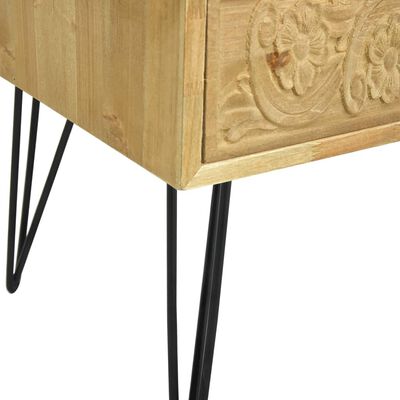 vidaXL Table basse avec 2 tiroirs Marron sculpté 80x40x40,5 cm Bois