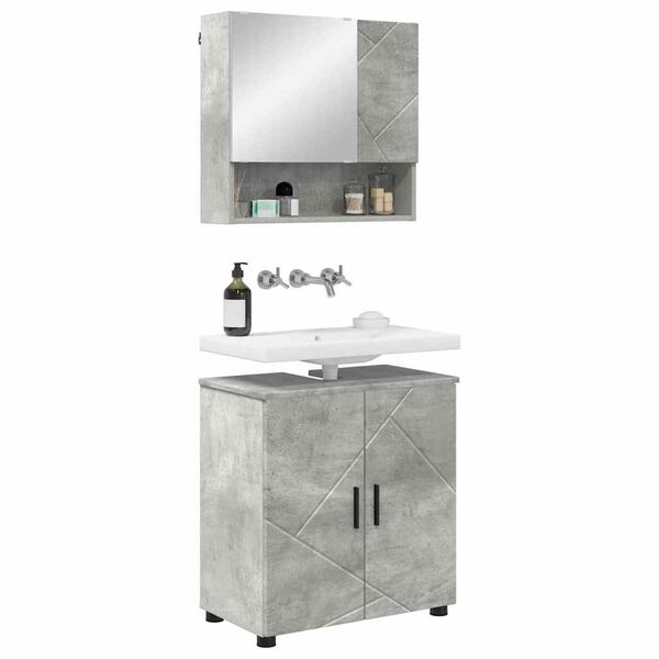vidaXL Ensemble de mobilier de salle de bain 2 pcs Gris b&eacute;ton