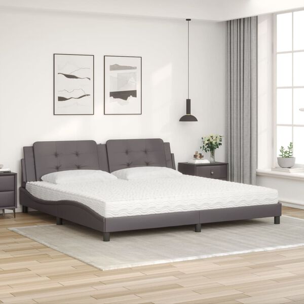 vidaXL Lit avec matelas Zadar gris 200x200 cm similicuir