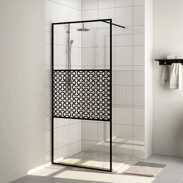 vidaXL Paroi de douche avec verre ESG transparent 90x195 cm Noir