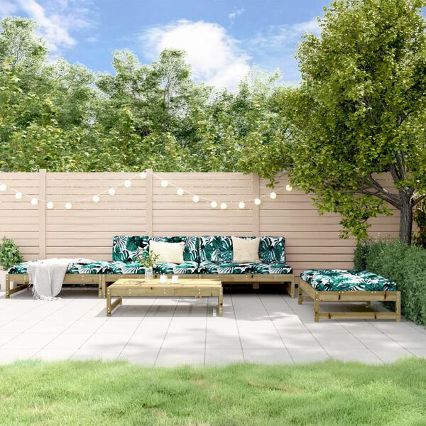 vidaXL Salon de jardin 5 pcs avec coussins bois de pin impr&eacute;gn&eacute;
