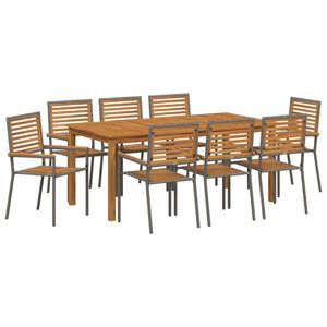 vidaXL Ensemble de salle &agrave; manger pour jardin 9 pc Gris