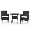 vidaXL Ensemble &agrave; manger de jardin 3 pcs R&eacute;sine tress&eacute;e Noir