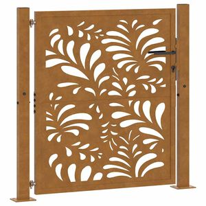 vidaXL Portail de jardin 100x100 cm en acier patin&eacute; motif vagues