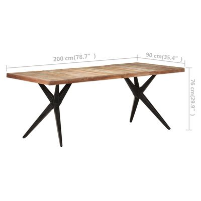 vidaXL Table de salle à manger 200x90x76cm Bois de récupération solide