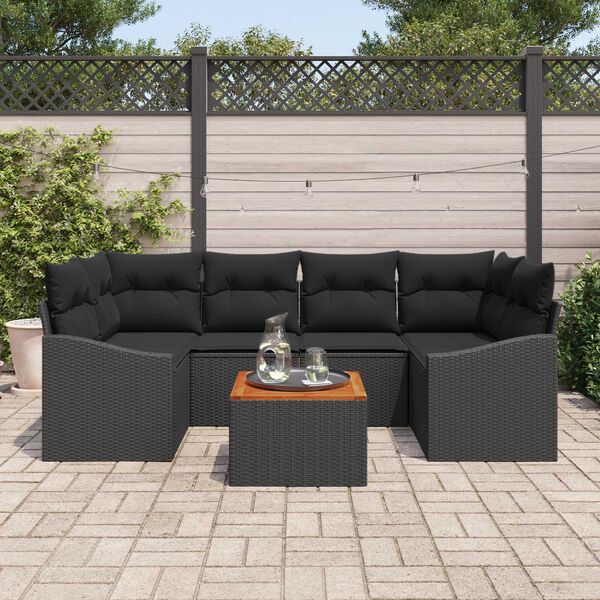 vidaXL Ensemble de canapé de jardin 7 pcs Noir