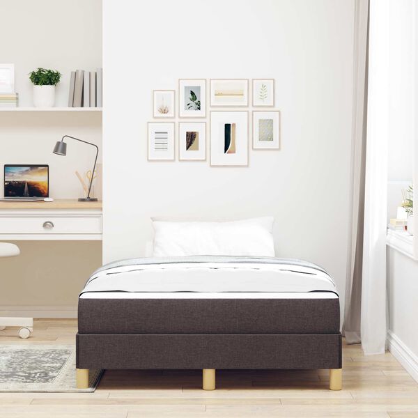 vidaXL Lit &agrave; ressorts avec matelas Marron fonc&eacute; 120 x 200 cm tissu