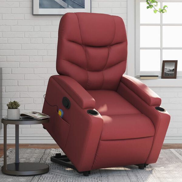 vidaXL Fauteuil inclinable de massage Rouge bordeaux Similicuir