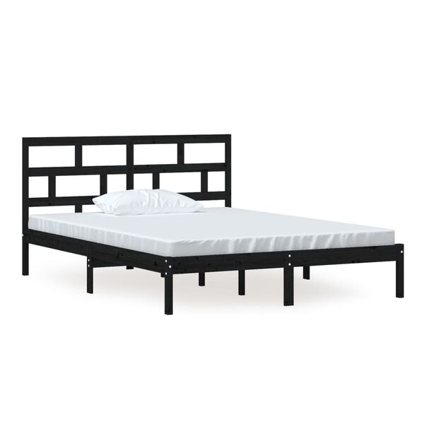 vidaXL Cadre de lit sans matelas noir bois massif