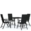 vidaXL Ensemble &agrave; manger de jardin 5 pcs Noir