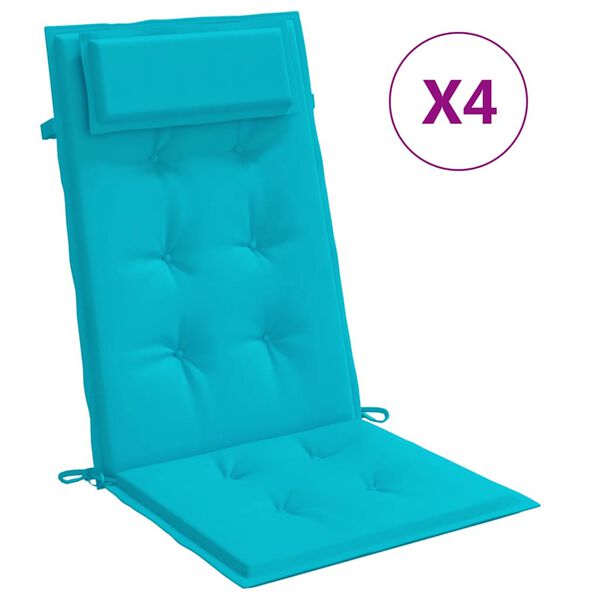 vidaXL Coussins de chaise à dossier haut lot de 4 turquoise