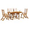 vidaXL Ensemble &agrave; manger de jardin 5pcs bois d'acacia solide textil&egrave;ne