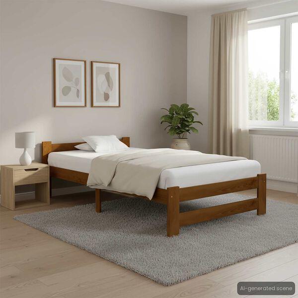 vidaXL Cadre de lit sans matelas marron miel pin massif 100x200 cm