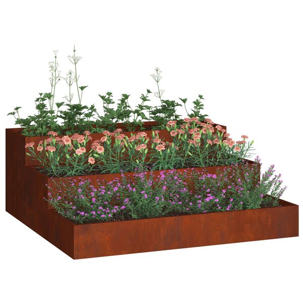 vidaXL Cache-pot de jardin Rouill&eacute; 90 x 90 x 35 cm Acier patin&eacute;
