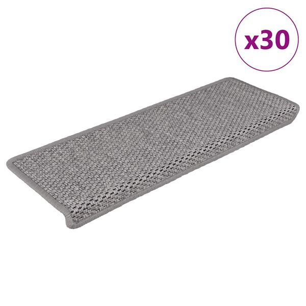 vidaXL Tapis d'escalier autocollants 30 pcs 65x21x4 cm argent&eacute;