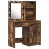vidaXL Ensemble de table de maquillage avec LED 2 pc Ch&ecirc;ne fum&eacute;