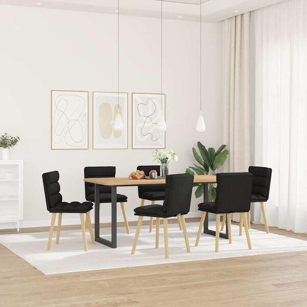 vidaXL Chaises &agrave; manger lot de 6 noir tissu