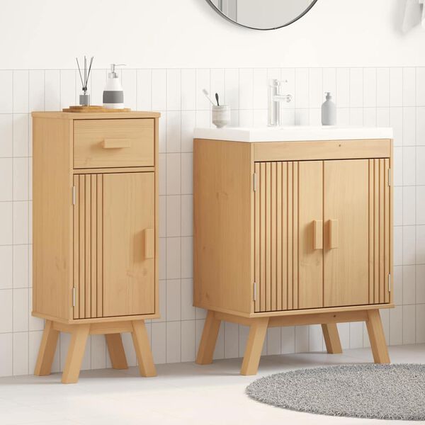 vidaXL Ensemble de mobilier de salle de bain avec tiroir 2 pcs Marron