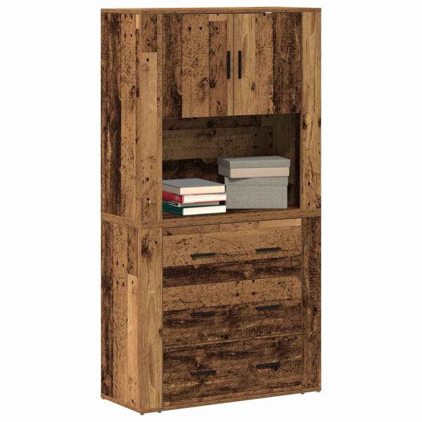 vidaXL Haut Armoire Bois ancien 80 x 33 x 150 cm Bois d'ing&eacute;nierie