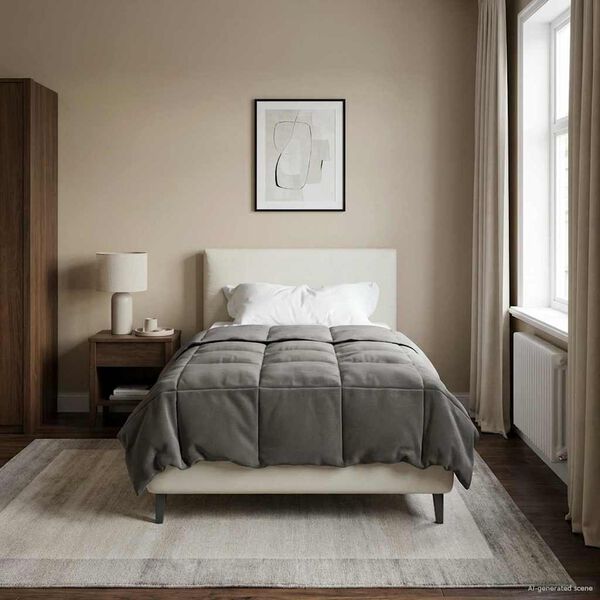 vidaXL Duvet d'&eacute;t&eacute; simple Matelass&eacute; Gris clair 155 x 220 cm Microfibre