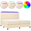vidaXL Sommier &agrave; lattes de lit et matelas et LED Cr&egrave;me 200x200cm Tissu