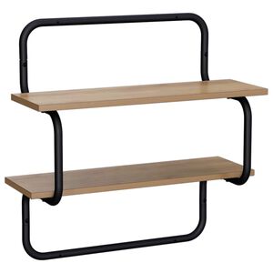 vidaXL &Eacute;tag&egrave;re murale &agrave; 2 niveaux Ch&ecirc;ne artisanal 80 x 24,5 x 61 cm
