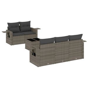 vidaXL Salon de jardin 6 pcs avec coussins gris r&eacute;sine tress&eacute;e