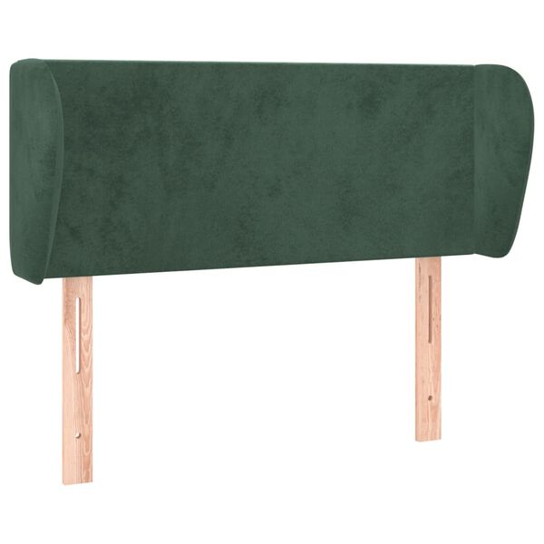 vidaXL T&ecirc;te de lit avec oreilles Vert fonc&eacute; 93x23x78/88 cm Velours