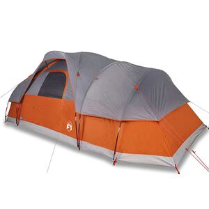 vidaXL Tente &agrave; d&ocirc;me 11 personnes gris et orange imperm&eacute;able