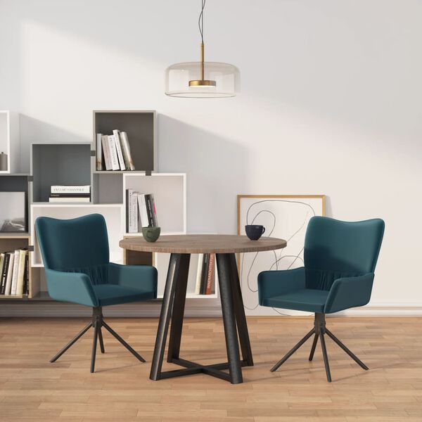 vidaXL Chaises pivotantes &agrave; manger lot de 2 Bleu Velours