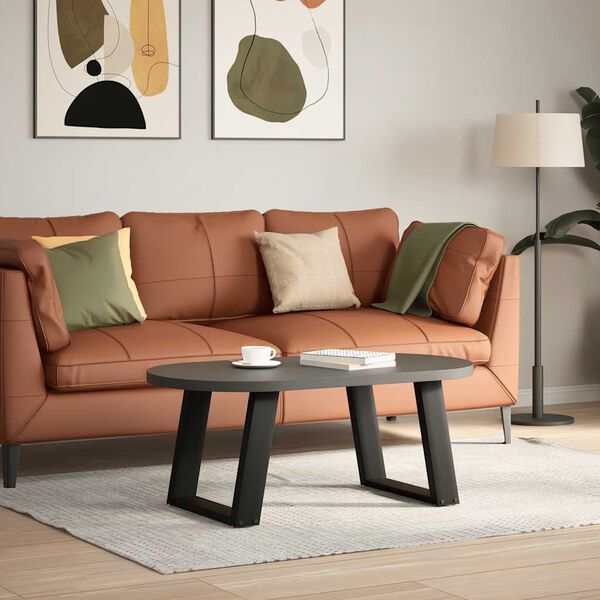 vidaXL Pieds de table basse en U, 2 pièces, noir, 50 x (42-43) cm, acier