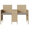 vidaXL Canapé de jardin 2 places avec table et tabourets beige rotin