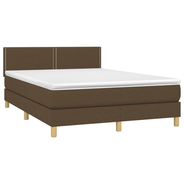 vidaXL Sommier &agrave; lattes de lit avec matelas Marron fonc&eacute; 140x190 cm