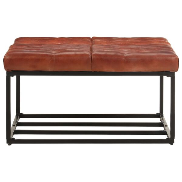 vidaXL Pouf Marron fonc&eacute; 80x80x43 cm Cuir v&eacute;ritable