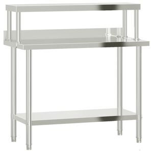vidaXL Table de travail de cuisine avec &eacute;tag&egrave;re 110x55x120 cm inox