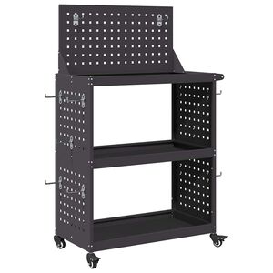 vidaXL Chariot &agrave; outils Noir 65 x 35 x 111 cm Acier lamin&eacute; &agrave; froid