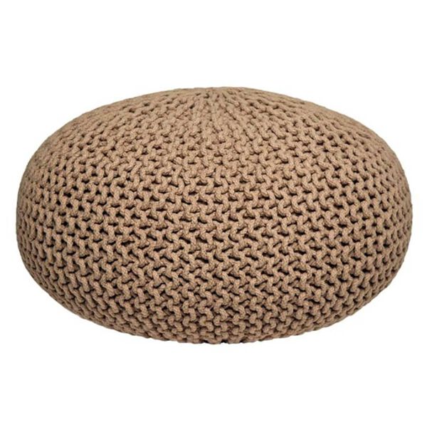 LABEL51 Pouf tricot&eacute; Coton L Beige