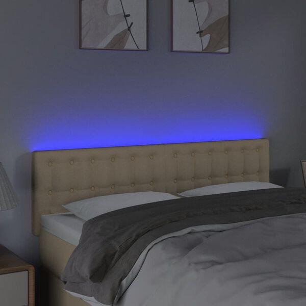 vidaXL T&ecirc;te de lit &agrave; LED Cr&egrave;me 144x5x78/88 cm Tissu