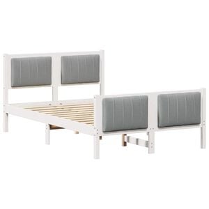 vidaXL Cadre de lit avec t&ecirc;te de lit Blanc et gris clair 120 x 200 cm