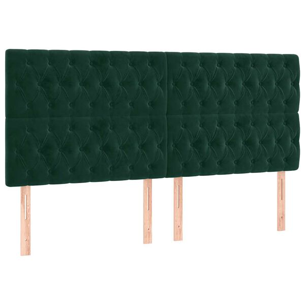 vidaXL T&ecirc;te de lit Vert fonc&eacute; 180x7x118/128 cm Velours