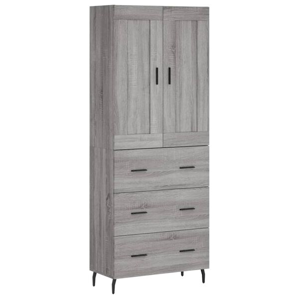 vidaXL Buffet haut Sonoma gris 69,5x34x180 cm Bois d'ingénierie