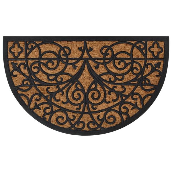 vidaXL Tapis de porte demi-rond 45x75 cm caoutchouc et fibre de coco