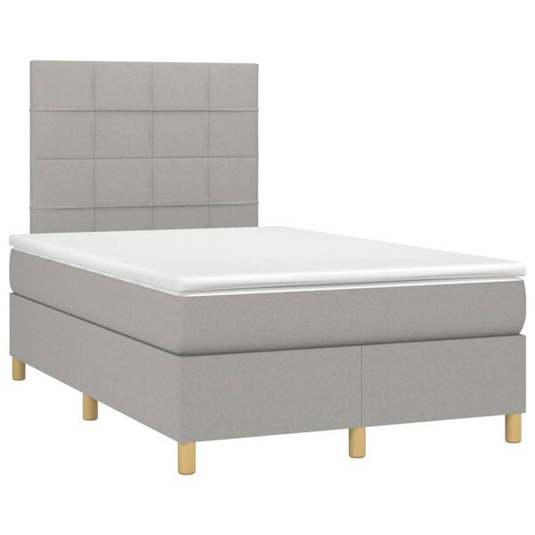vidaXL Sommier &agrave; lattes de lit matelas et LED Gris clair 120x200 cm