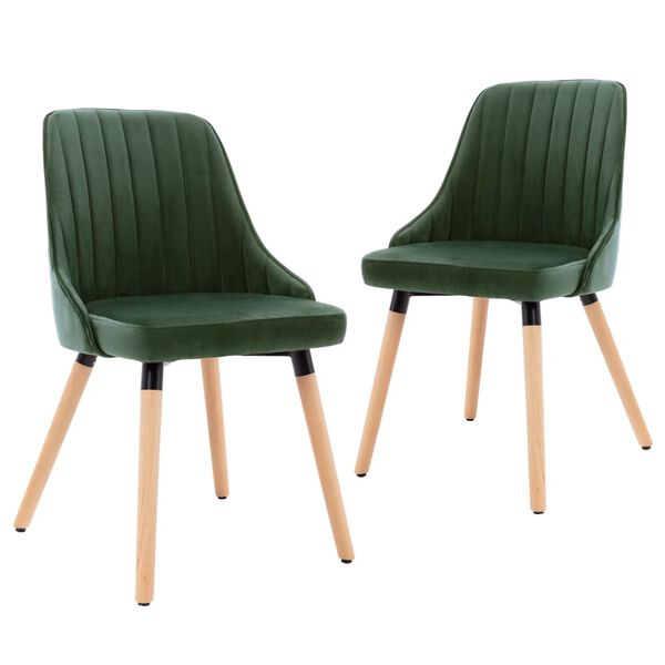 vidaXL Chaises à manger lot de 2 Vert foncé Velours